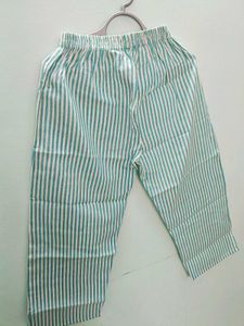 Casual Wear White And SeaGreen Cotton Palazzo