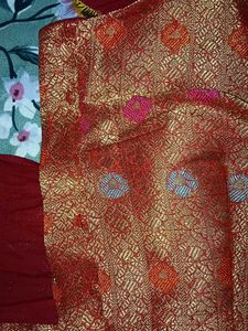 Red &amp; Gold Brocade Blouse