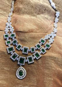 Emerald Green American Diamond Necklace