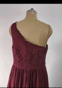 Burgundy One-Shoulder Gown