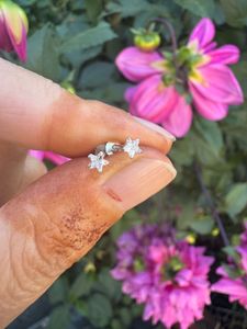 real silver Star Stud Earrings