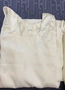 White satin farai Salwar Suit