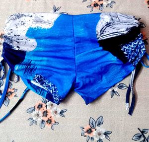 Blue Patterned Halter Romper