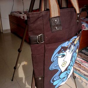 Brown Graphic Tote Bag