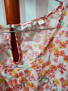 Floral Print Top with Lace