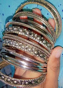 Oxidised Bangles For Women (Silver Colour)