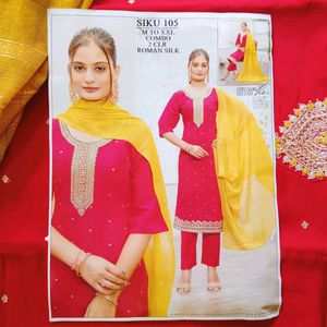 Red Embroidered Kurta
