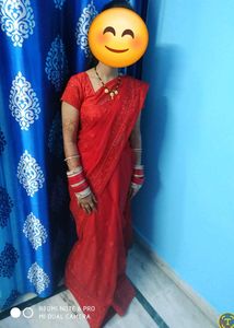Red Net Saree