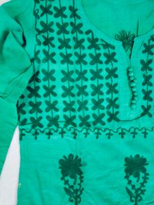 Green Embroidered Kurti