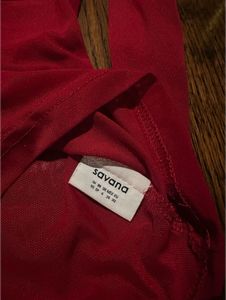 Red Sheer Long Sleeve Top