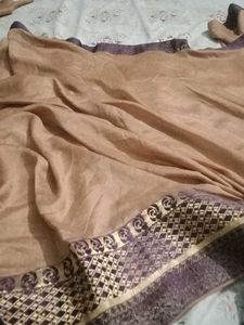 Brown Embroidered Saree With Designer Blouse