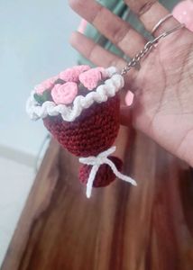 Crochet Flower Bouquet Keychain handmade