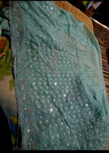 New stones work saree with designer blouse piecd