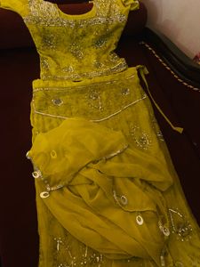 Lime Green Embellished Lehenga Choli Set