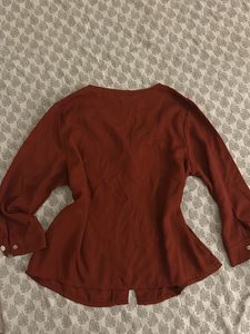Rust Button-Down Formal Top