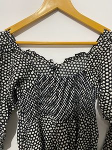 Polka Dot Off-Shoulder dress stretchable