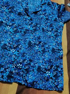 Women Blue Floral Printed Lace Shirt