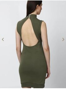 Olive Green Open Back Dress