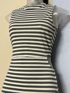 Pintrest Korean Striped Side Slit Bodycon Dress