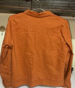 Orange Distressed Denim Jacket