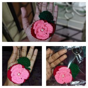 Crochet Rose Keychain