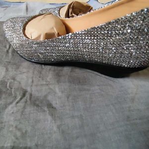 Sparkly Silver Ballerina Flats-size : 37