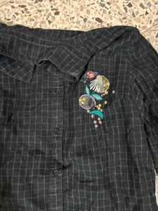 Checkered Embroidered Top