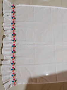 Beautiful White Dupatta With Small Colourful F