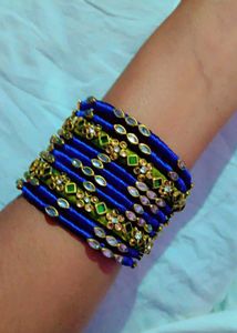 Silk Thread Bangles - Blue &amp; Green