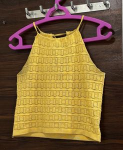 Yellow Halter Knit Top