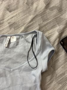 Blue Ribbed Crop Top + free gift