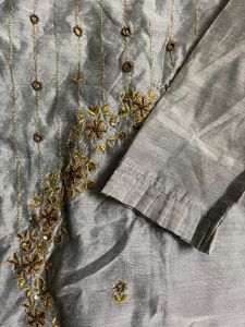 Grey Kurta With Golden Work