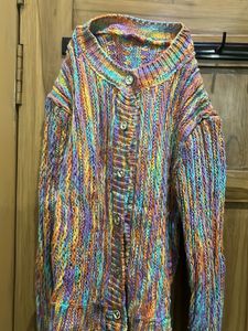 Colorful Knit Button-Down Cardigan