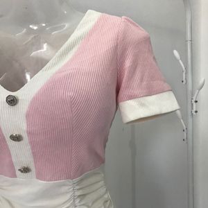 Pink &amp; White Mini Dress