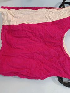 Pink Textured Sleeveless Top L