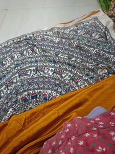 Hand-Painted Tussar Silk Saree