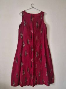 Burgundy Floral Print Dress