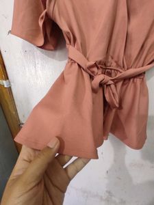 Peach V-neck Top