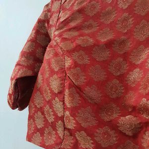Red Brocade Blouse