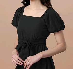 Casual Party Mini Dress Square Neck Short Bubble S