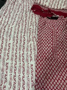 Red N White Kurta Pallzoo Set