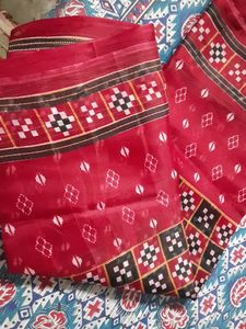 Red Patterned sambalpuri Saree
