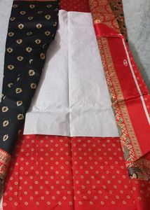 Elegant Black &amp; Red Saree