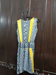 Patterned Yellow Accent Dress