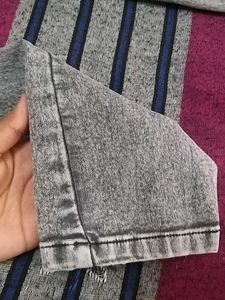 Graphic Printed Grey Denim Jeans