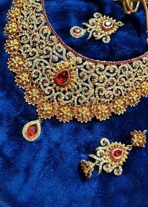 Ruby &amp; Gold Bridal Jewelry Set