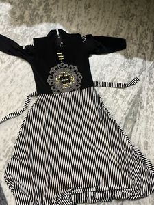 Girls' Black &amp; White Striped Dress