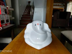 White Ceramic Ganesh Idol