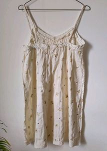 Floral print cream long slip