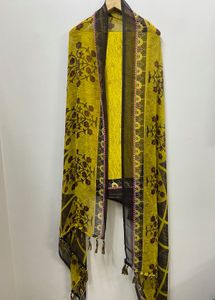 Yellow & Brown Salwar Kameez Fabric